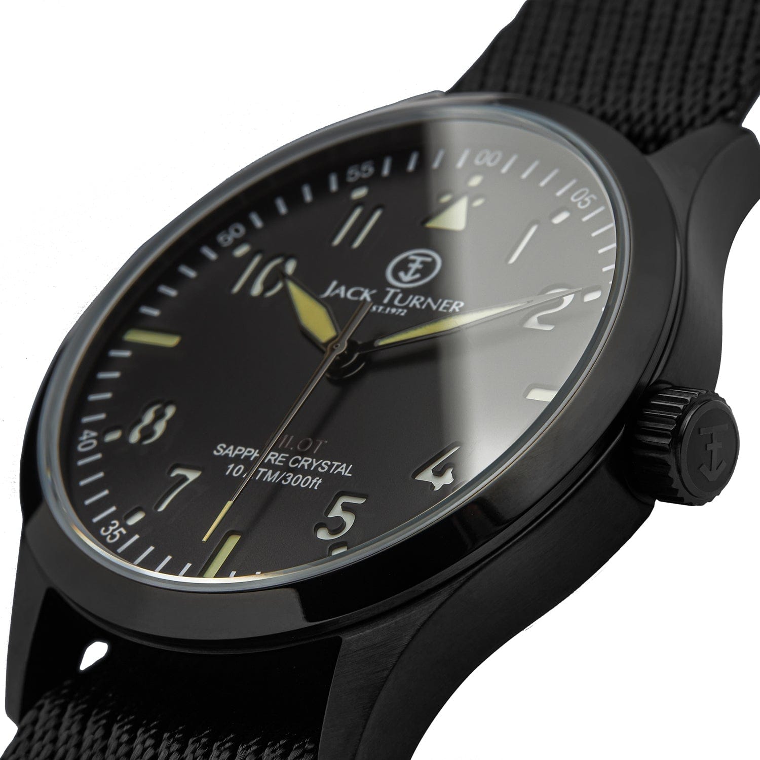 Dark Slate Gray “The Traveler” PVD Stainless Steel PIlot / Field Watch with Mechanical Quartz Movement for Men